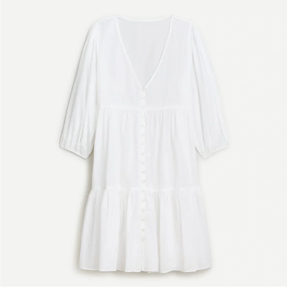J Crew Button-front Beach Dress White XS Cotton
